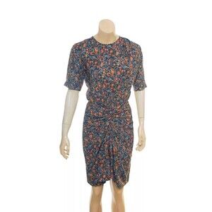 Isabel Marant Barden Silk Dress Women Size FR 42 US 10 Short Sleeve Front Knot